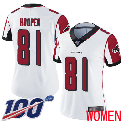 Atlanta Falcons Limited White Women Austin Hooper Road Jersey NFL Football 81 100th Season Vapor Untouchable